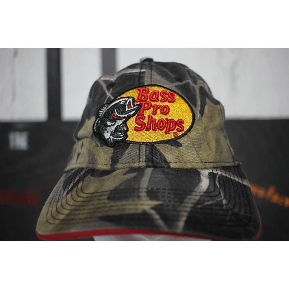 Bass Pro Shops Camo Hat Adjustable Embroidered Logo Fishing Cap